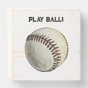 Play Ball Baseball Sketch – Batter Up Sports Wooden Box Sign