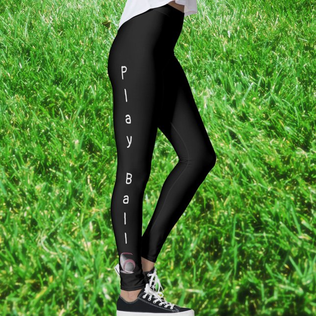 Play Ball Baseball Sporty Black Leggings (Creator Uploaded)