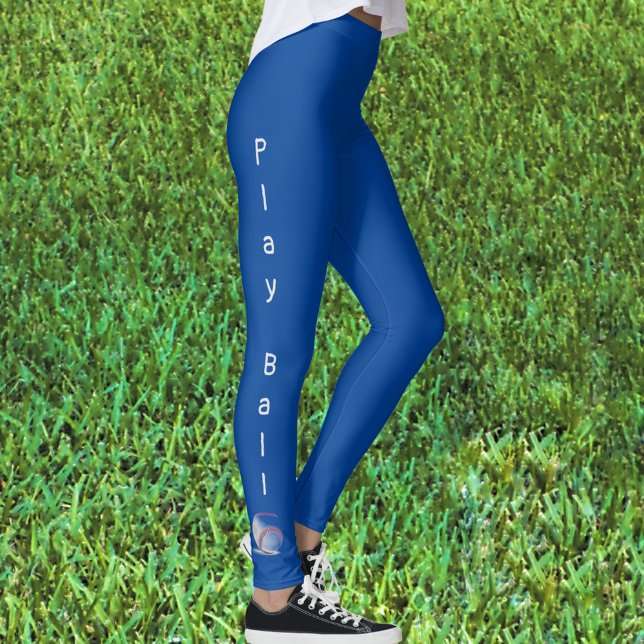 Play Ball Baseball Sporty Blue Leggings (Creator Uploaded)