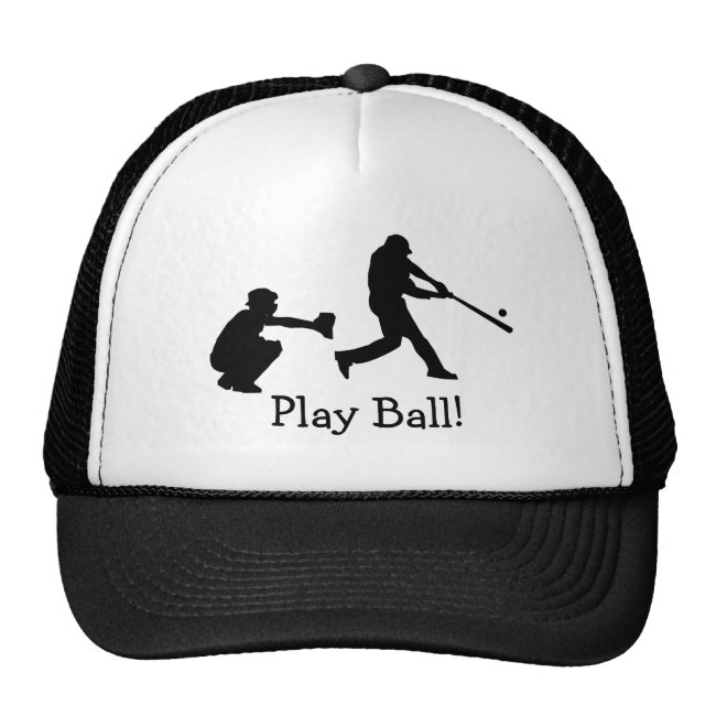 Play Ball Black and White Baseball Sports Hat