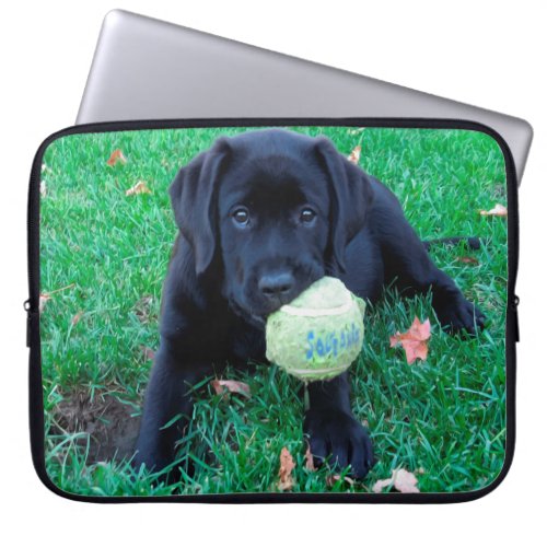 Play Ball _ Labrador Puppy _ Black Lab Laptop Sleeve
