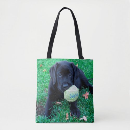 Play Ball _ Labrador Puppy _ Black Lab Tote Bag
