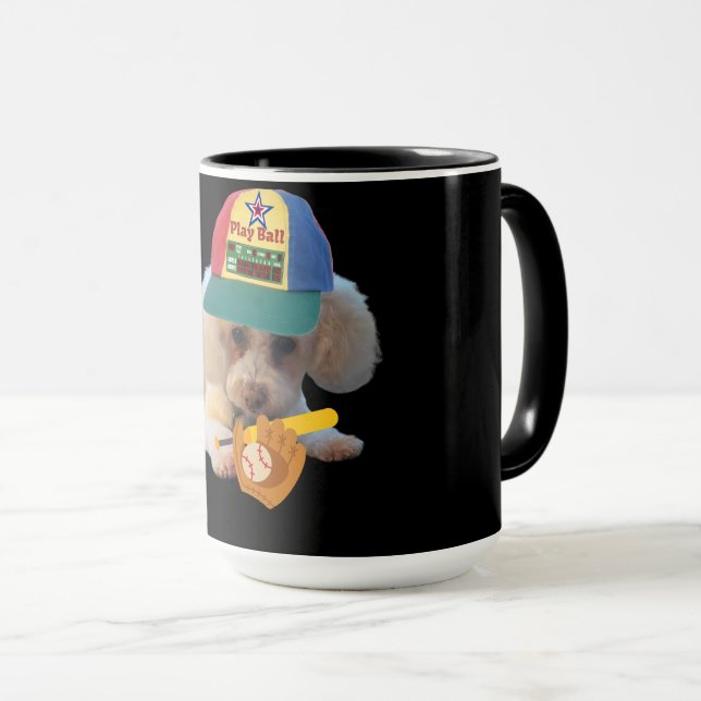 Play Ball Poodle Combo Coffee Mug (Front Right)