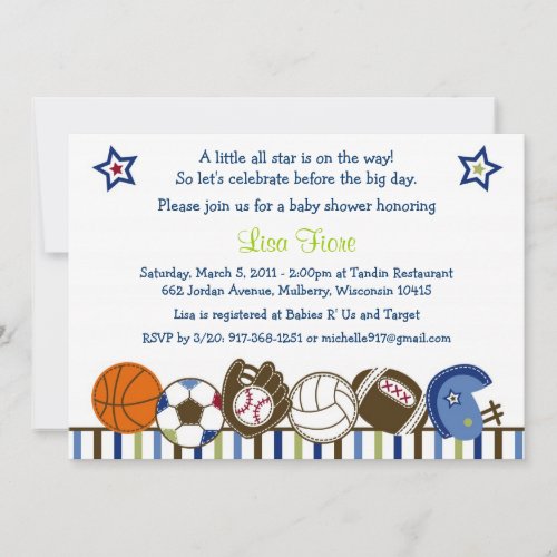 Play Ball Sports Baby Shower Invitations