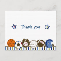 Play Ball Sports Boys Thank You Note Cards