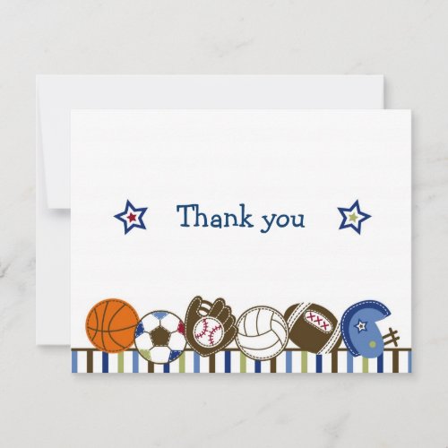 Play Ball Sports Boys Thank You Note Cards