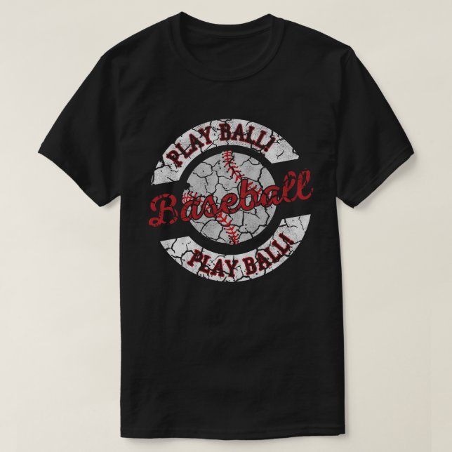 Play Ball Vintage Baseball  T-Shirt (Design Front)