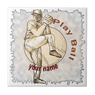 Play Baseball Pitcher Ceramic Tile