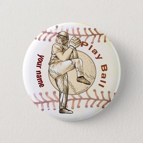 Play Baseball Pitcher custom name Button