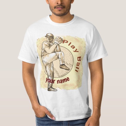 Play Baseball Pitcher custom name T_Shirt