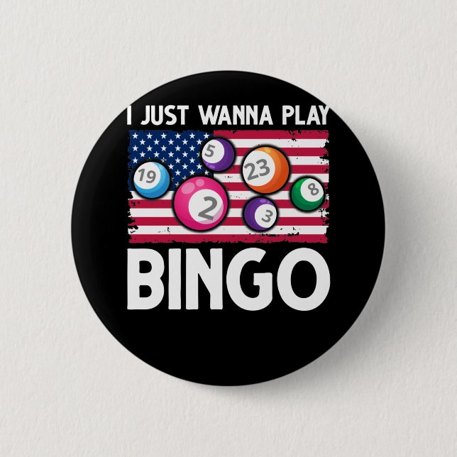 Play Bingo American Flag Funny Bingo Button (Front)
