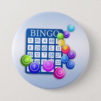 Play Bingo! Blue Button by Bebops at Zazzle