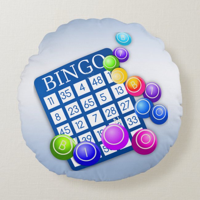 Play Bingo! Blue Round Pillow