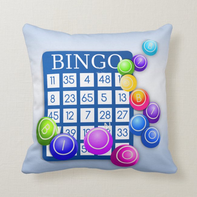 Play Bingo! Blue Throw Pillow