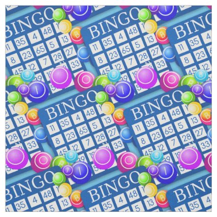 Play Bingo! Pattern Blue Fabric