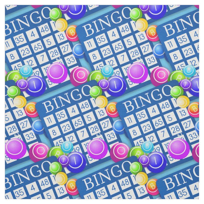 Play Bingo! Pattern Blue Fabric