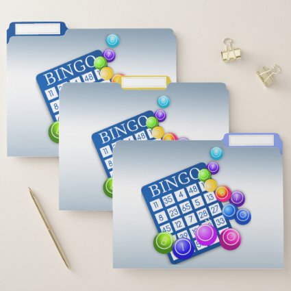 Play Bingo!  Sport Blue File Folders