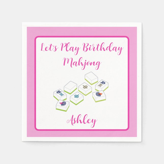 Play Birthday Mahjong PERSONALIZE Napkins (Front)