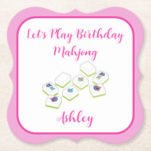 Play Birthday Mahjong PERSONALIZE Paper Coaster