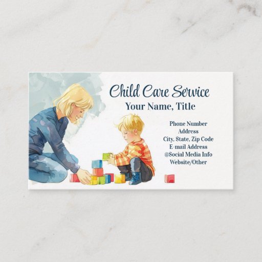 Customizable Play Blocks Teacher Babysitter Childcare Therapist Business Card