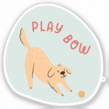 Play bow cute illustrated dog aqua