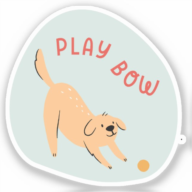 Play bow cute illustrated dog aqua sticker (Front)