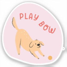 Play bow cute illustrated dog pink