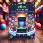 Play Boy Cool Kids Gaming Level Up 13th Birthday Invitation