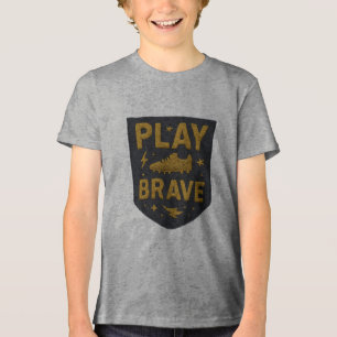 Play Brave Football Embroidered Design Tri-Blend Shirt