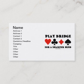Play Bridge For A Sharper Mind (four Card Suits) by wordsunwords at Zazzle