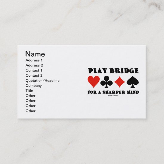 Play Bridge For A Sharper Mind (Four Card Suits)