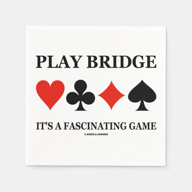 Play Bridge It's A Fascinating Game (Card Suits) Paper Napkins (Front)