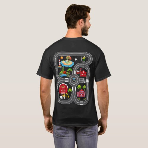 Play Cars On Dads Back Mat Road Car Race Track T_Shirt