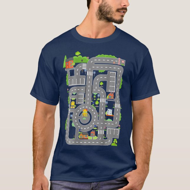 Play Cars On Dads Back Play Mat Car Race Track T-Shirt (Front)