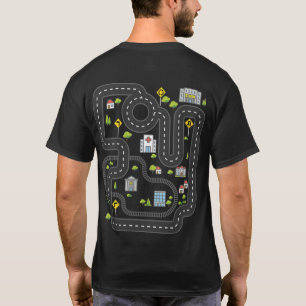 Play Cars On Dad's Back Playmat Road Map Car Race T-Shirt