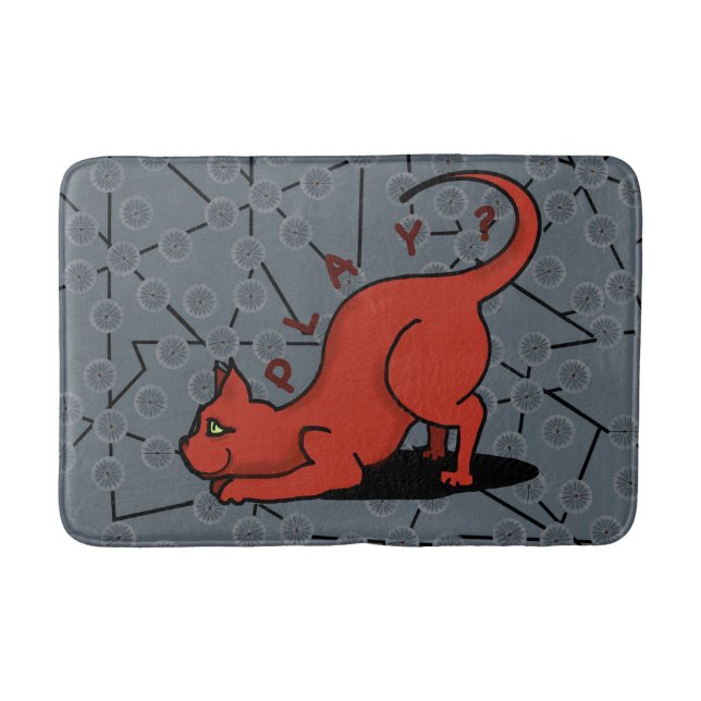 PLAY CAT grey Bathroom Mat (Front)