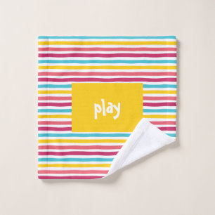 "play" Colorful Striped Candy Funny Wash Cloth