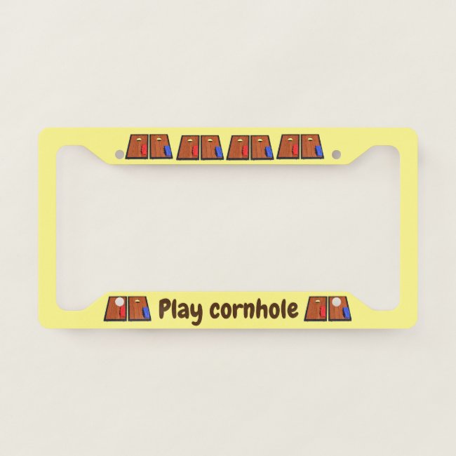 Play Cornhole Yellow License Plate Frame