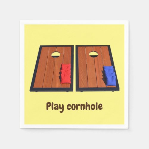 Play Cornhole Yellow Set of Paper Napkins