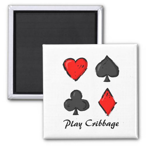 Play Cribbage Red Black and White Magnet