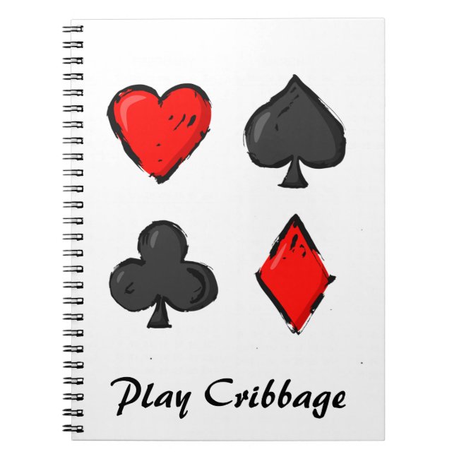 Play Cribbage Red Black and White Notebook
