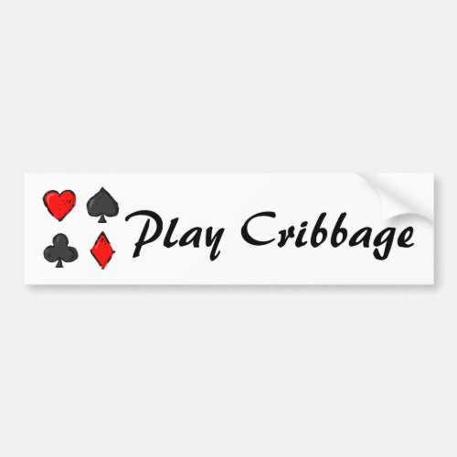 Play Cribbage Red Black White Bumper Sticker