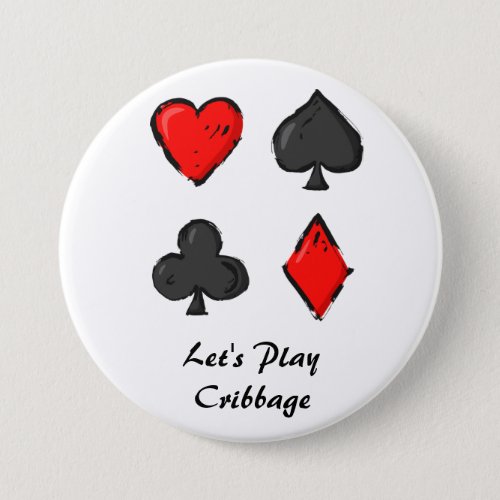 Play Cribbage Red White and Black Button