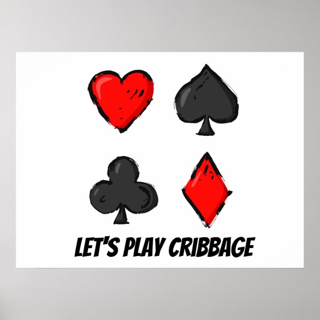 Play Cribbage Red White and Black Poster
