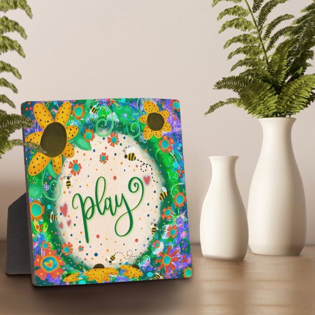 Play Cute Fun Whimsical Kids Inspirivity Plaque (Whimsical fun play plaque great for a child’s room)