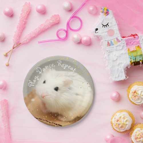 Play Dance Repeat _ Hammyville White Hamster Paper Plates
