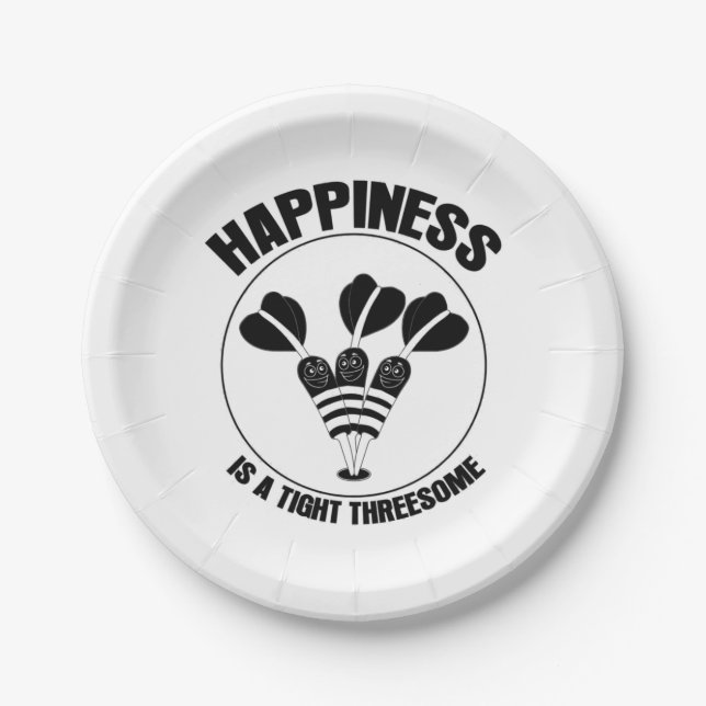 Play Dart Happiness Is A Tight Threesome Paper Plates (Front)