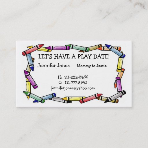 Customizable Play Date Calling Card Business Card Templates