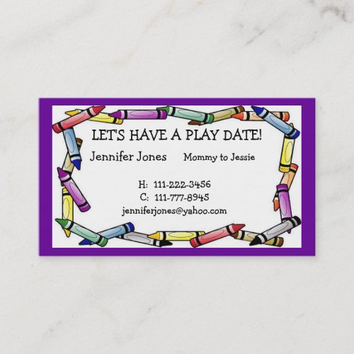 Play Date Calling Card Business Card Template