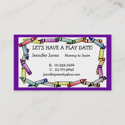 Customizable Play Date Calling Card Business Card Template